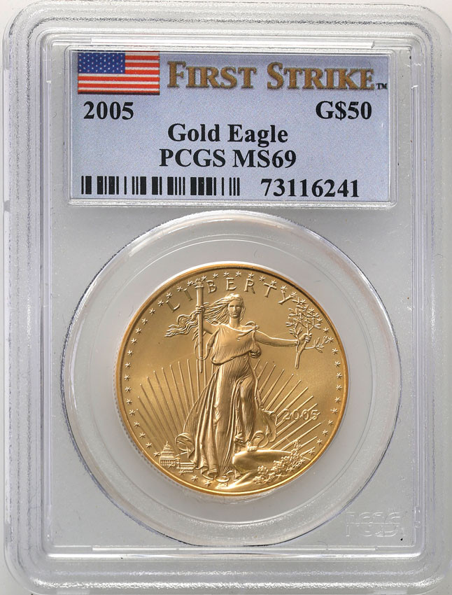 USA 50 dolarów 2005 PCGS MS69 uncja złota